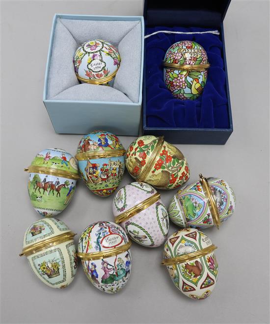Ten Halcyon Days Enamels Easter Egg boxes, 1990-1999 (2 boxed)